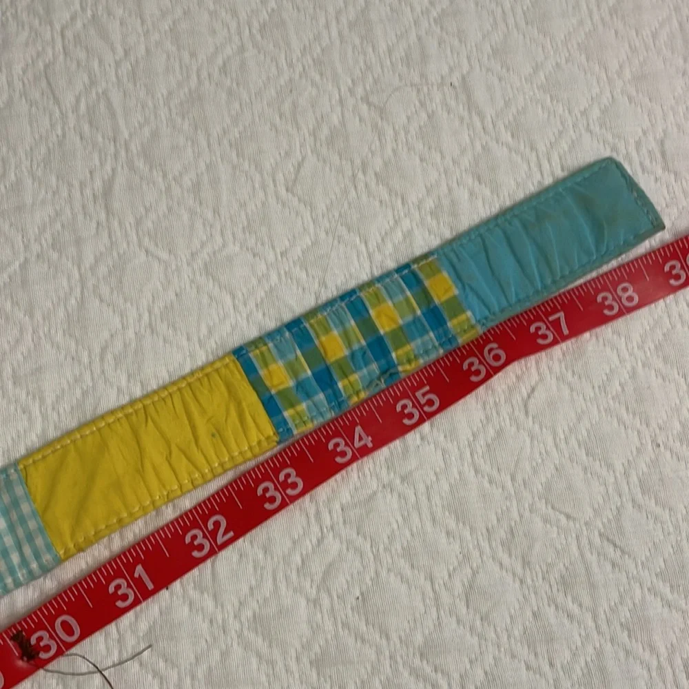 Lilly Pulitzer yellow blue womens plaid vintage d ring belt s small